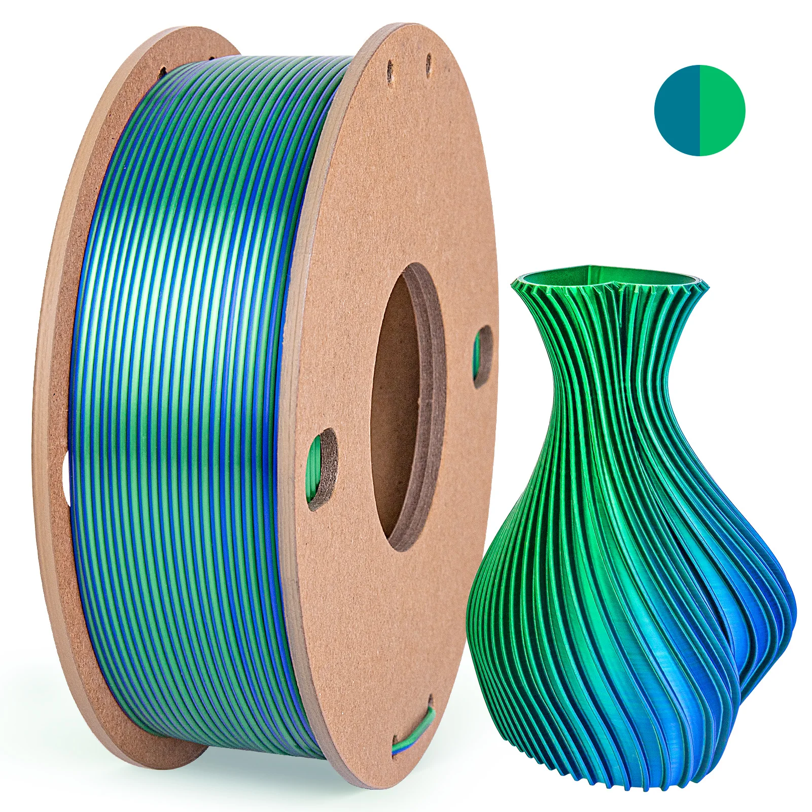 Silk PLA Filament 250g 2 Color in 1 3D Printing Filament 1.75mm Silk 3D Printer Fit Most FDM Printers