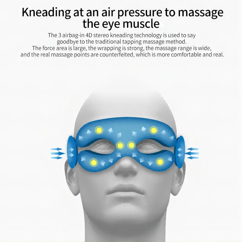 قناع عين قابل للطي مع وسادة هوائية للموسيقى الحرار...