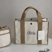 Personalized Chain Monogram Canvas Tote Bag | Custom Shoulder Bag Ladies Custom Handbag | Birthday Gift | Bride Bridesmaids Gift 2