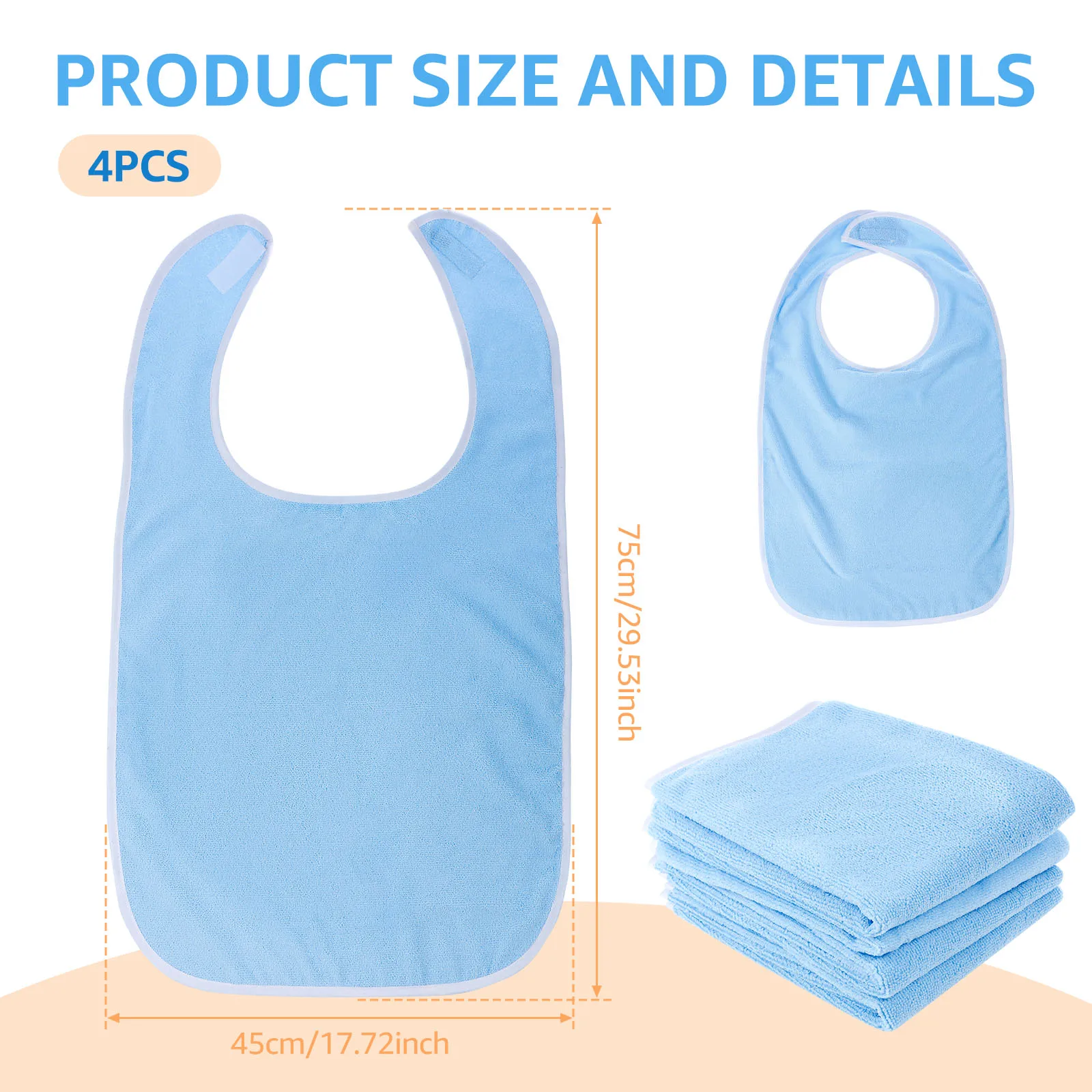 Soft Polyester Adjustable Adult Feeding Bibs
