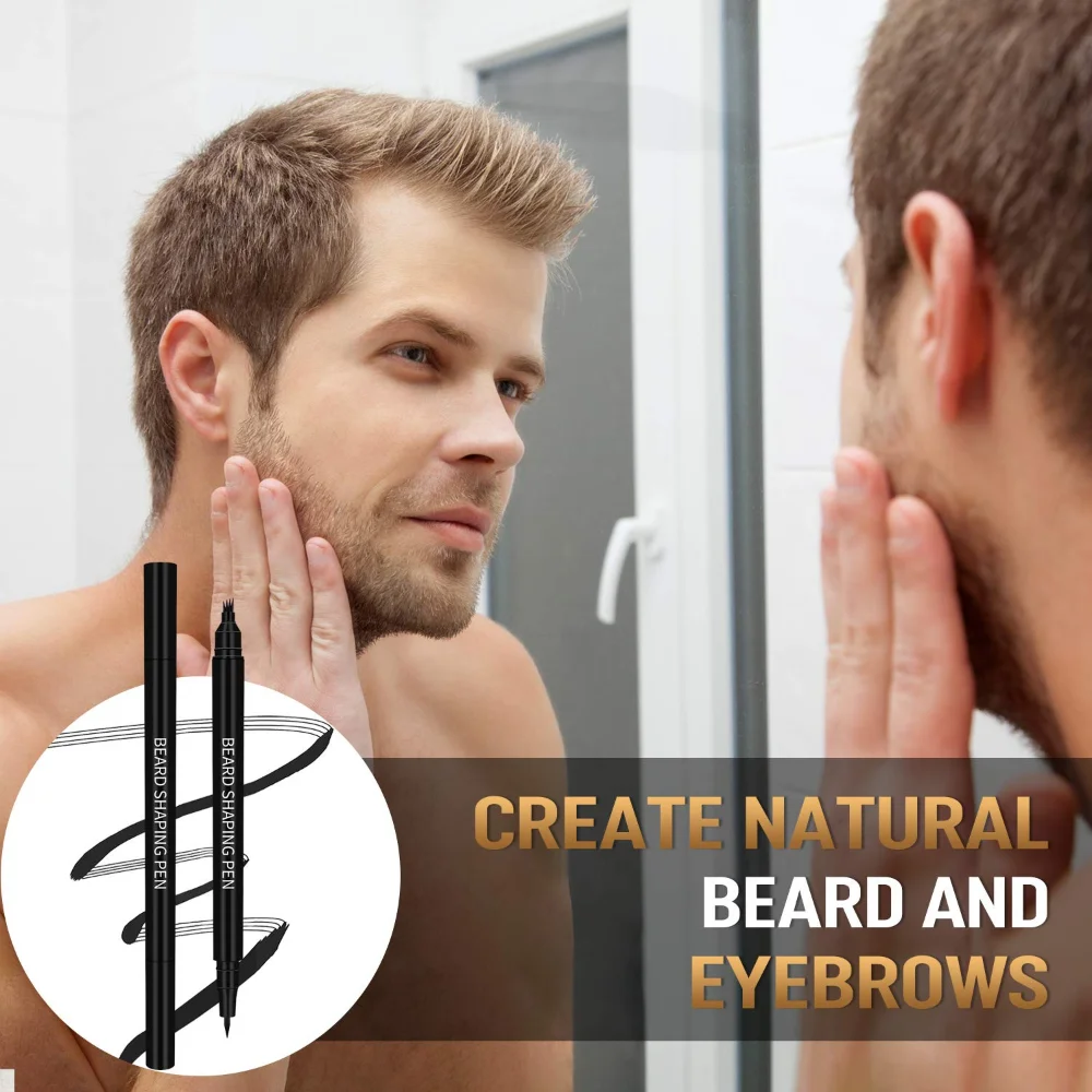 Description Picture 3 of itemTwo-in-one Four-pronged Pointed Men's Beard Filler Pen and Rotating Beard Molding Board Comb Ruler Combination