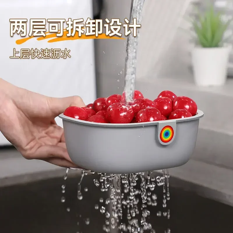 Lazy Melon Seeds Snacks Dried Fruit Fruit Box Double Layer Thickened Living Room Drain Basket Household Plate Drain Tray