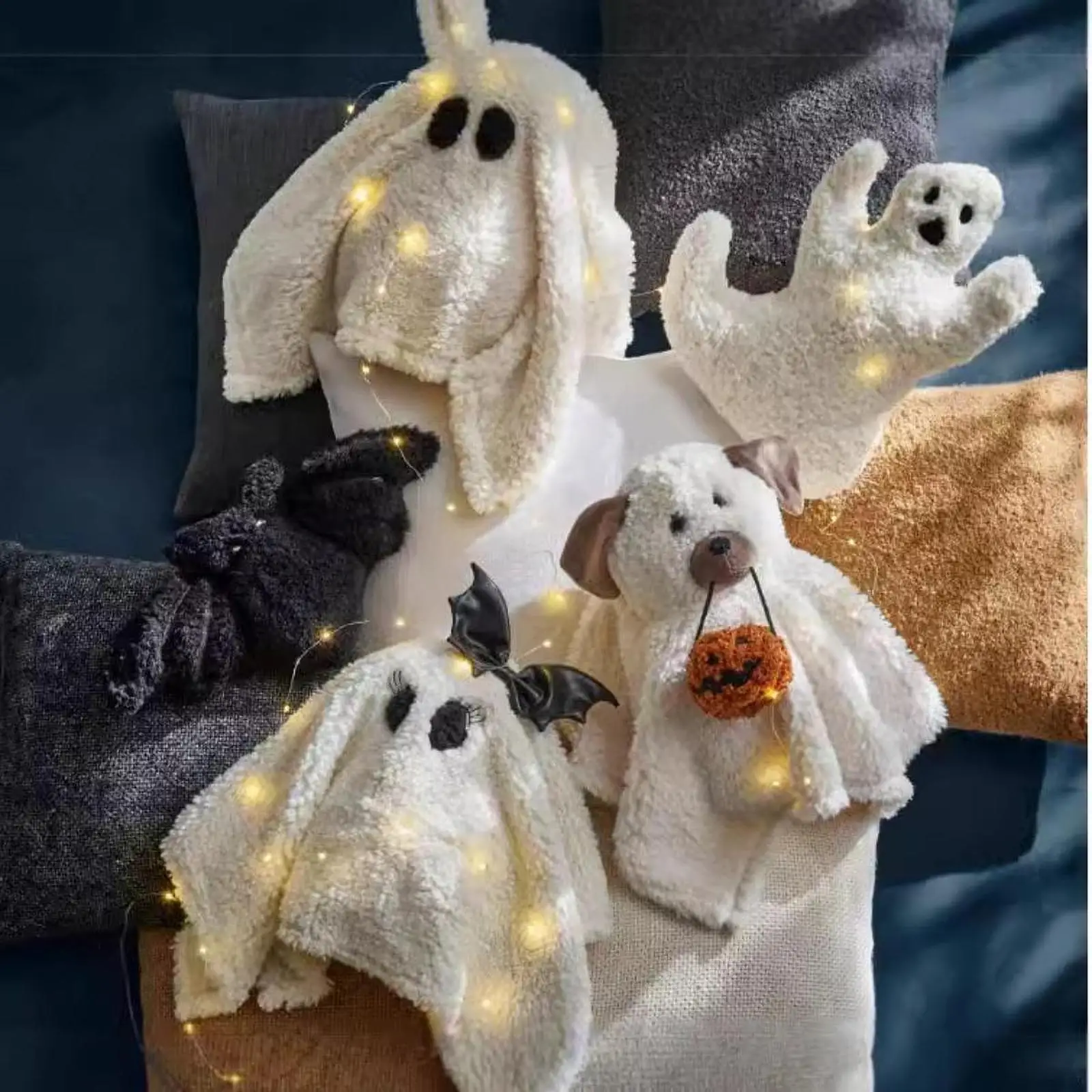 Dog Ghost Pillow 3D Decorative Halloween Plush Toy for Living Room Home Sofa
