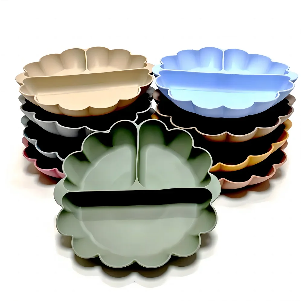 Children's silicone tableware strong suction plate baby eating feeding training bowl environmental protection easy to clean 6