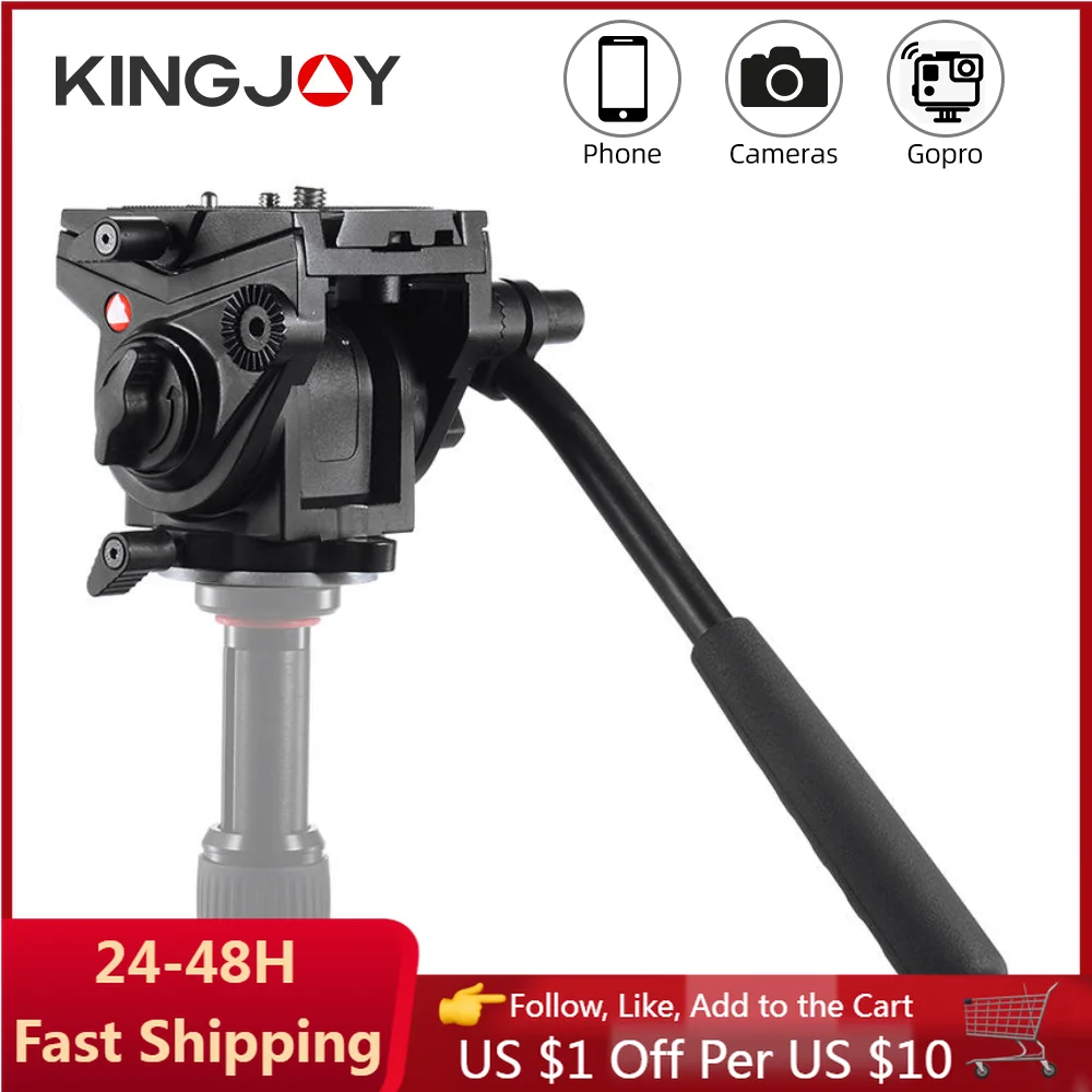 

KINGJOY Video Tripod Head Mg-Alloy Damping Pan&Tilt for Telescope Bird Watching, Middle Telephoto Lens or Astronomica Camera