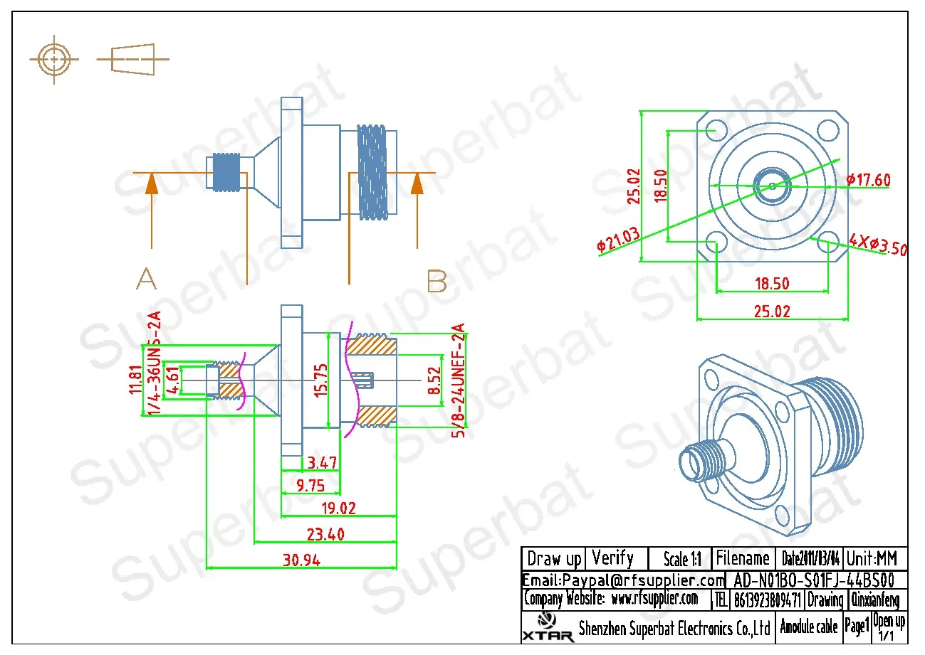 SMA Female to N Jack RF Coaxial Connector Adapter
