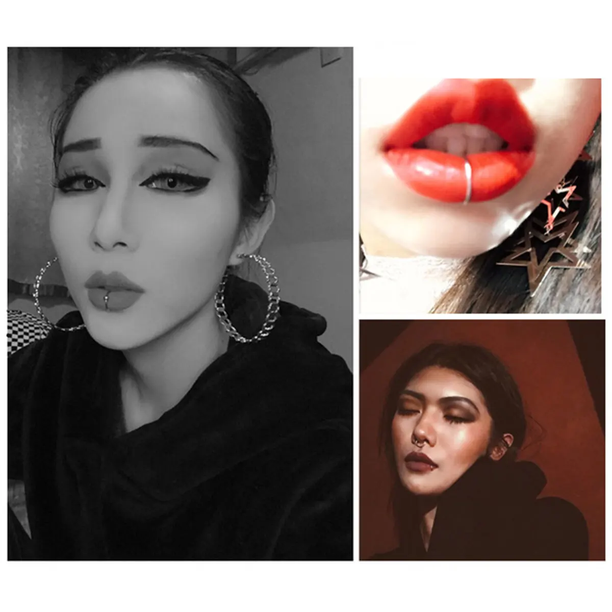 5PCS Punk Lips Rings Medical Titanium Steel Nose Ring Fake Nose Ring Septum Piercing Clip on Mouth Fake Piercing Body Clip piercing jewelry nose rings body piercing jewelry body jewelry