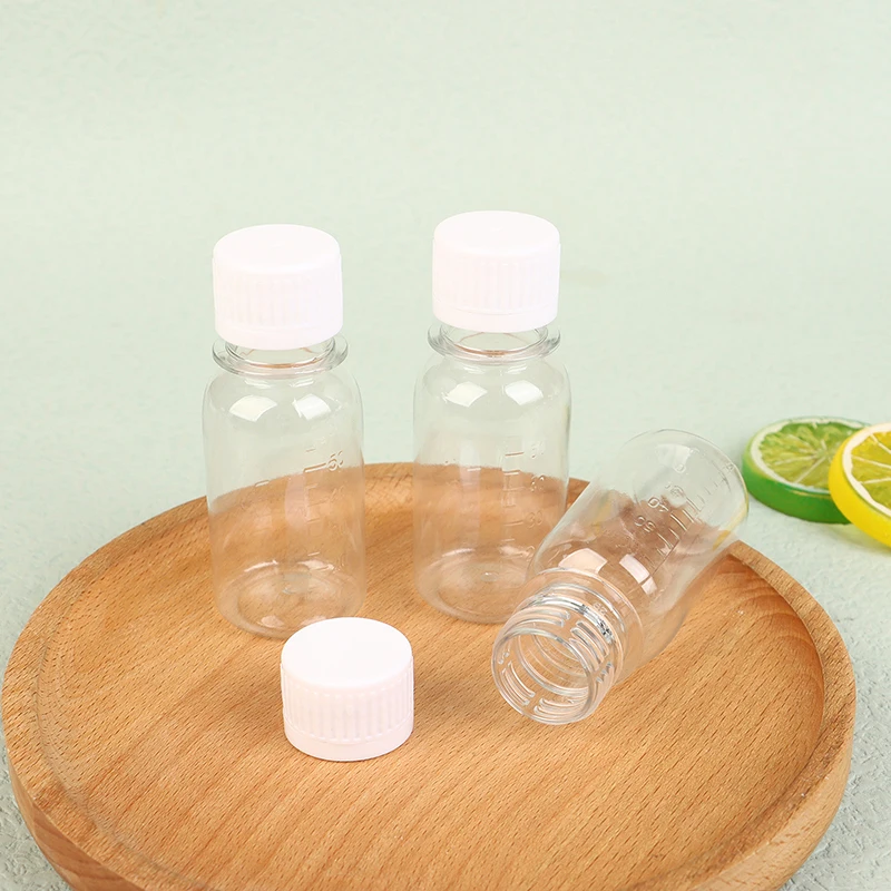 5Pcs 60ML Small Plastic Bottles Ginger Shot Bottles With Caps Mini Juice Reusable Liquid Bottle Container Leak Proof