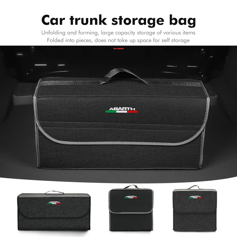 Per Abarth Car Felt Storage Bag Pieghevole Organizer Box Trunk Tool Case 500 595 695 Punto 124 Spider Panda