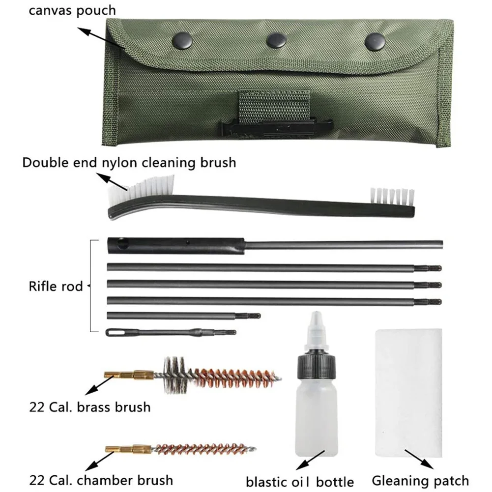 Gun Cleaning Kit Gun Brushes Hunting Tool 12pcs/Set For .22LR .223 .257 Tactical Rifle Shotgun