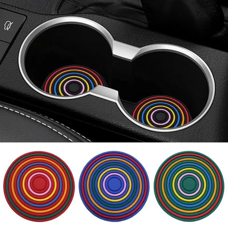 Cup Holder Coasters for Car Non-Slip Car Coasters Rainbow Drink Coaster Cup Holder Insert Cupholder Coaster Decor