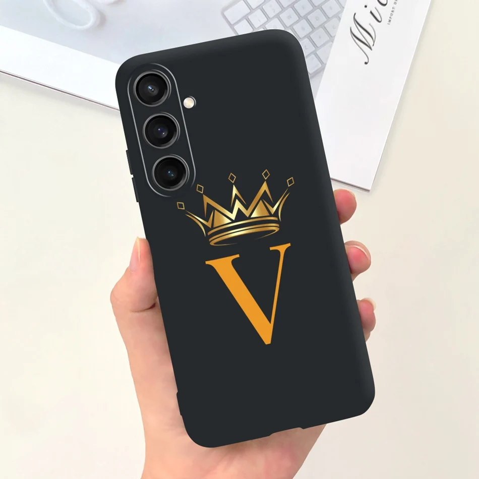Fashion Crown Sakura Initial Letter Soft Silicone Phone Case