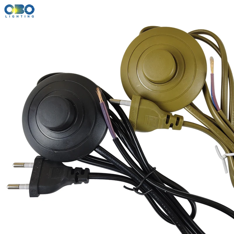 Versatile EU Plug with Dimmer Switch - 1.7M Black/White Lamp Cable for Table and Floor Lamps (110-220V)
