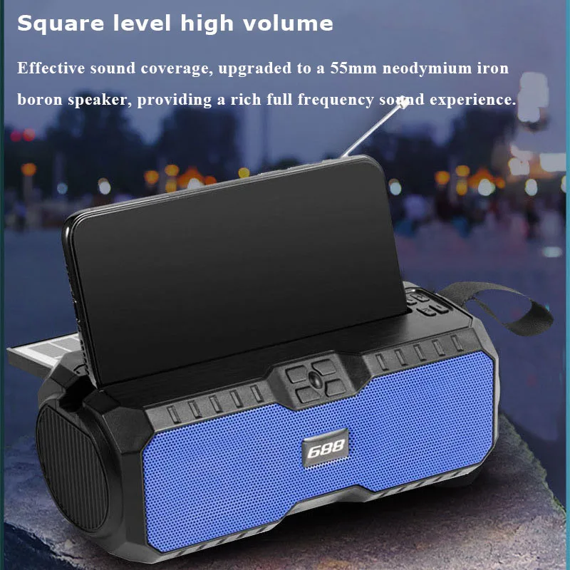 Portable FM Radio Emergency Solar Charging Radios Receiver Removable Battery Wireless Bluetooth Music Player Support Handsfree