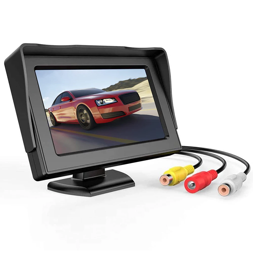 

Автомобильный монитор, экран 4,3 дюйма для камеры заднего вида, TFT ЖК-дисплей, HD Цифровая цветная камера заднего вида, парковочная камера заднего вида
