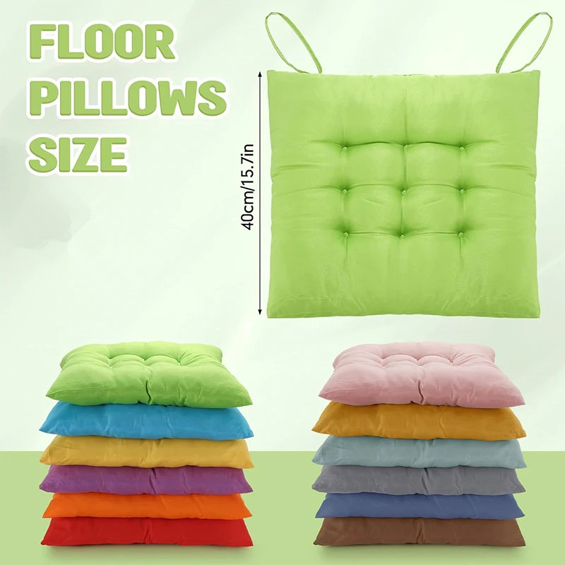 LMETJMA Chair Pads Cushions for Dining Chairs Square Floor Pillows Meditation Flexible Seating JT408