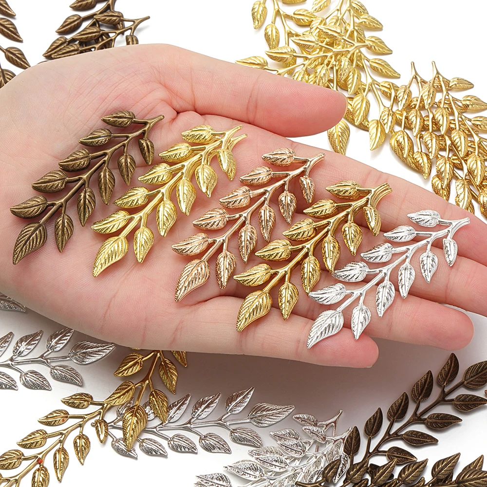 20pcs 골드 Matal 잎 매력 헤어 스틱에 대 한 19x64mm 펜 던 트 보석에 대 한 액세서리 목걸이 결과 만들기 수 제 공예 DIY