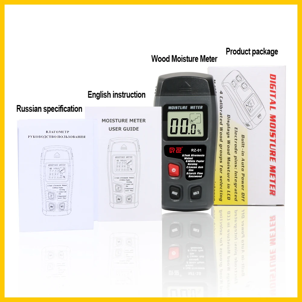 Wood Moisture Meter Hygrometer Timber Damp Detector Tree Density Digital Wood Humidity Tester