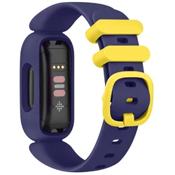 Elegant Replacement Watch Strap for Fitbit Luxe, Inspire, and Ace Series (Blue Yellow Buckle)