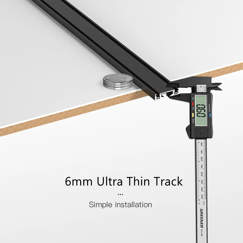 H6mm Ultra Thin Magnetic Track Light System 48V Living Room Ceiling Mount LED Ceiling Magnet Rail Lamp Spotlight Chandelier 4