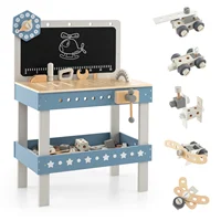 Kids Wooden Toy Workbench Toddler Pretend Play Tool Bench Workshop w/Accessories 1