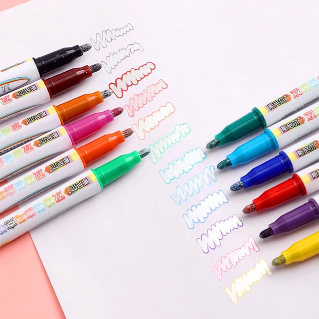 12 Colors Double-line Outline Pen Painting Marker Highlighter Pen Taking  Notes Drawing DIY Art Projects