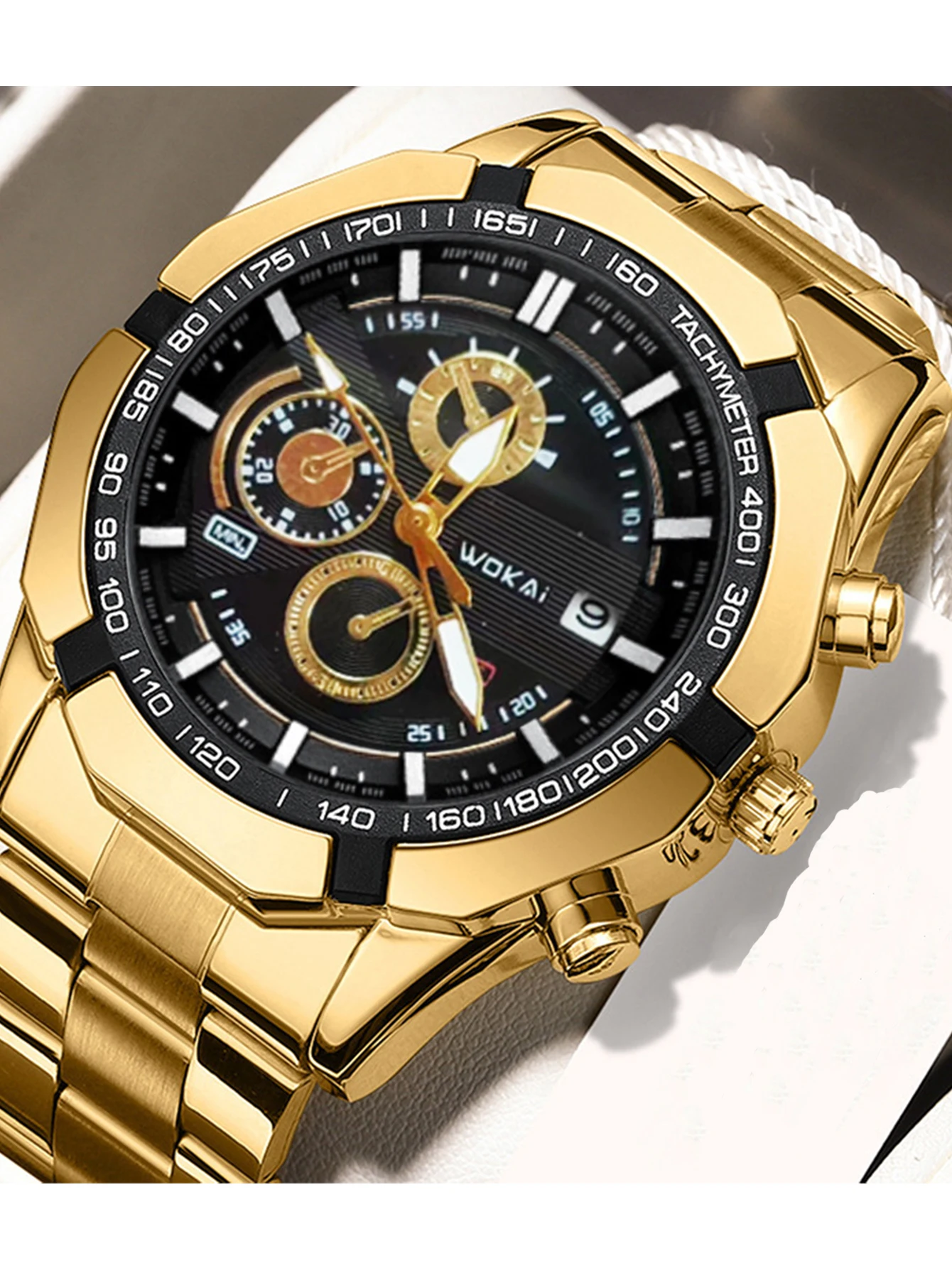 Business Fashion Three-Eye Mixed Scale Dial Quartz Steel