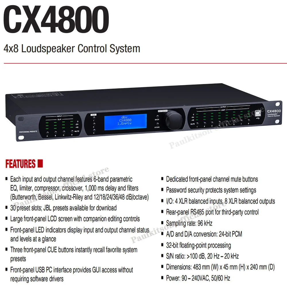 Professional Digital Audio Processor DriveRack CX4800 Compatible Original Software 4 In 8 Out For Loudspeaker control system
