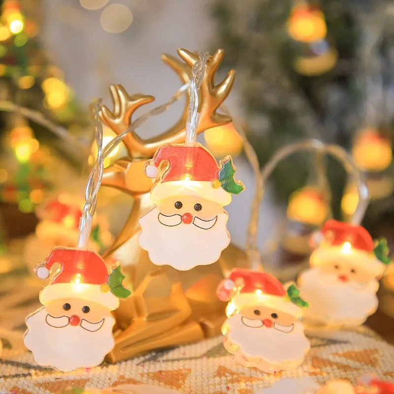 LED Solar Christmas Lights String Outdoor Santa Claus Snowman Tree Holiday Atmosphere Courtyard Garden Party Small Colorful Lamp