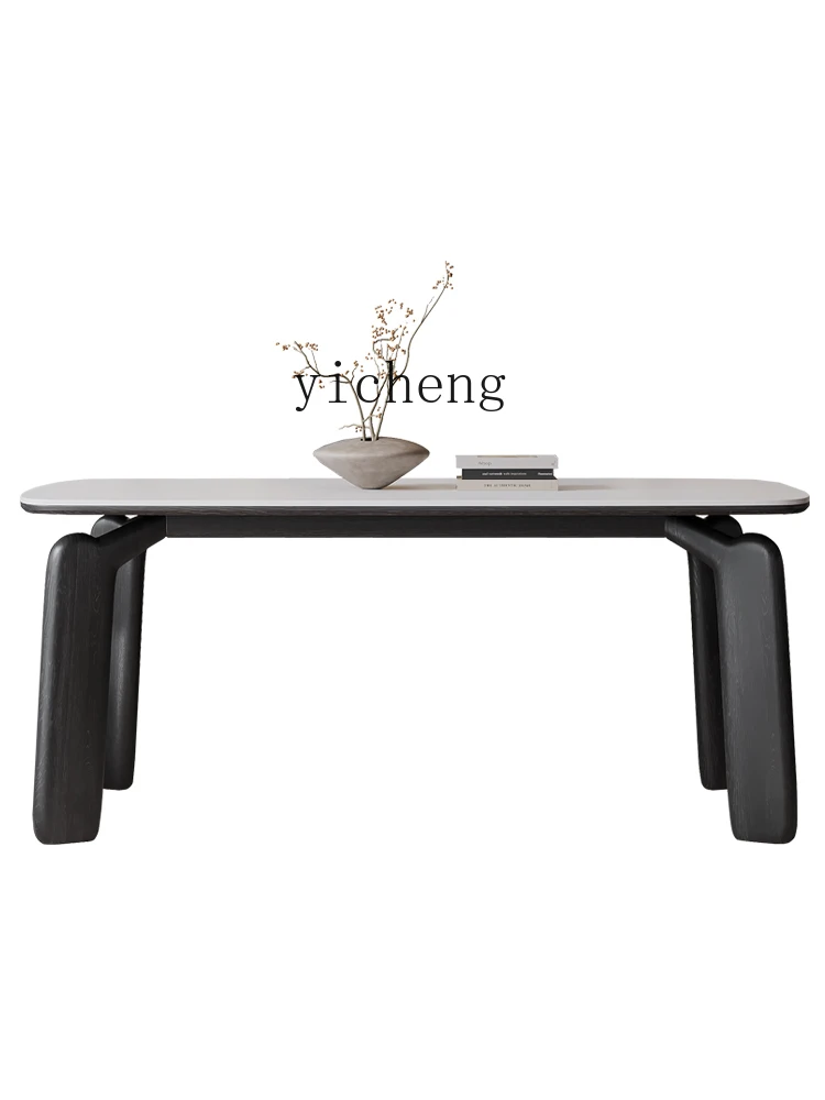 

ZF Stone Plate Solid Wood Dining Table Black Silent Style Ash High-End