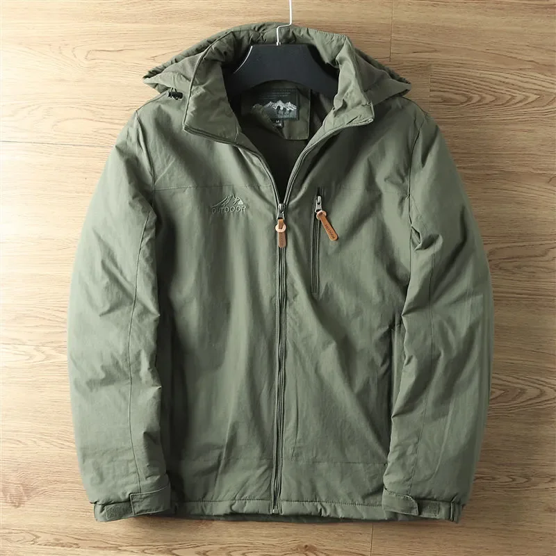 

Winter plush waterproof jacket Outdoor hiking jacket Hooded windproof wool lining Warm hooded jacket Men's jacket