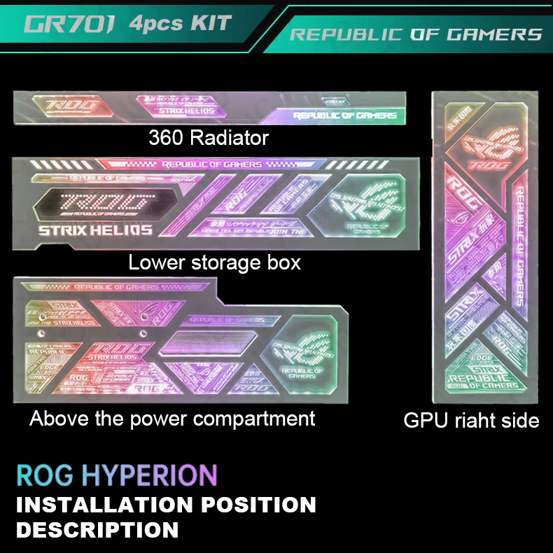Rog-argb Iluminação Painéis Asus pc Case Sudário Camurça Jogadores Personalizados Kit Refit Laser Mod Argb Gr701 Chassis 5v Pcs - Imagem 2