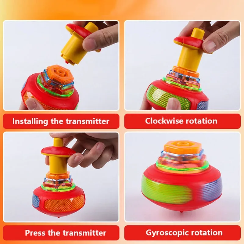 Light Up Spinning Tops Luminous Colorful Top Ejection Toy Classic Gyroscope Novelty Bulk Toys Party Favors for Kids Children - 5