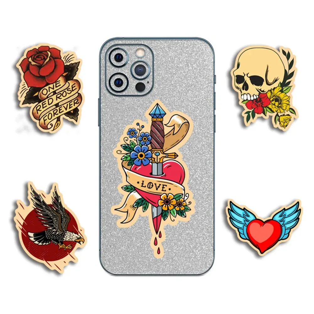 Retro Old School Tattoo Style Cartoon Sticker Set - DIY Snowboard, Laptop, and Luggage Graffiti Decals