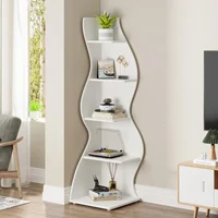 Modern 5-Tier Corner Bookshelf Wall Mounted Floating Shelves Unit Space Saving Storage for Living Room Home Office Bookcase. 6