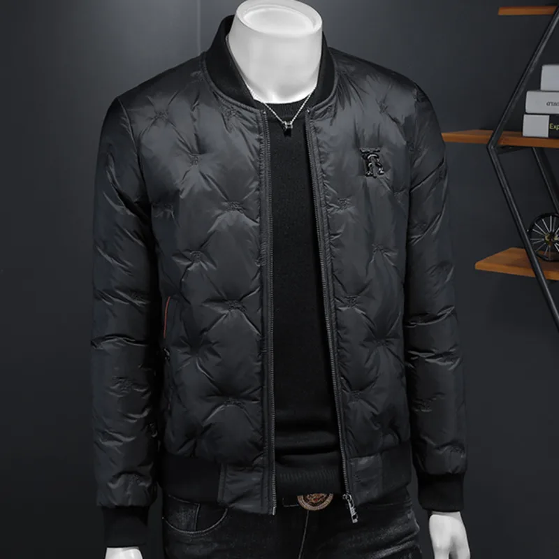 2024 Round Neck Bright Duck Down Jacket Men Clothes Down Winter Men Streetwear Thickened Warm Short Jacket Mens Black Outerwear