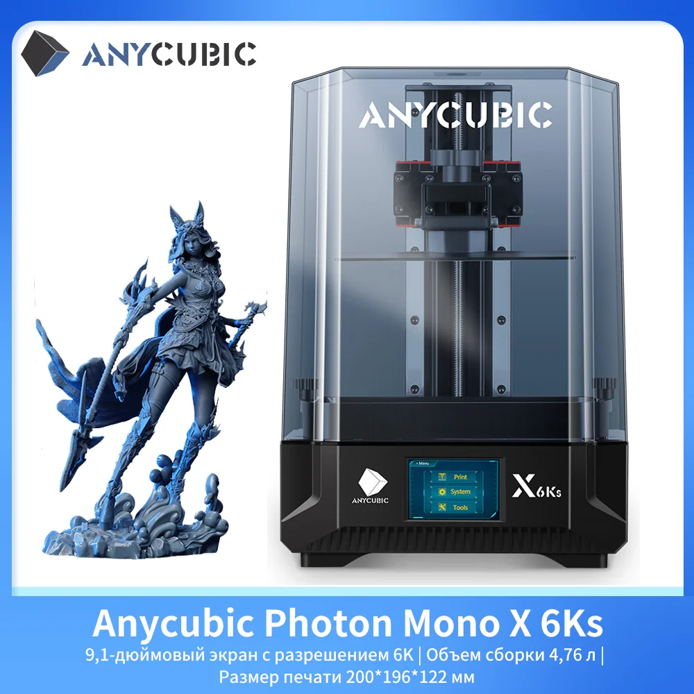 ANYCUBIC Photon Mono X 6Ks 9.1 Inch 6K LCD SLA 3D Printer High-Speed UV Resin 3D Printer Printing Size 200*196*122mm