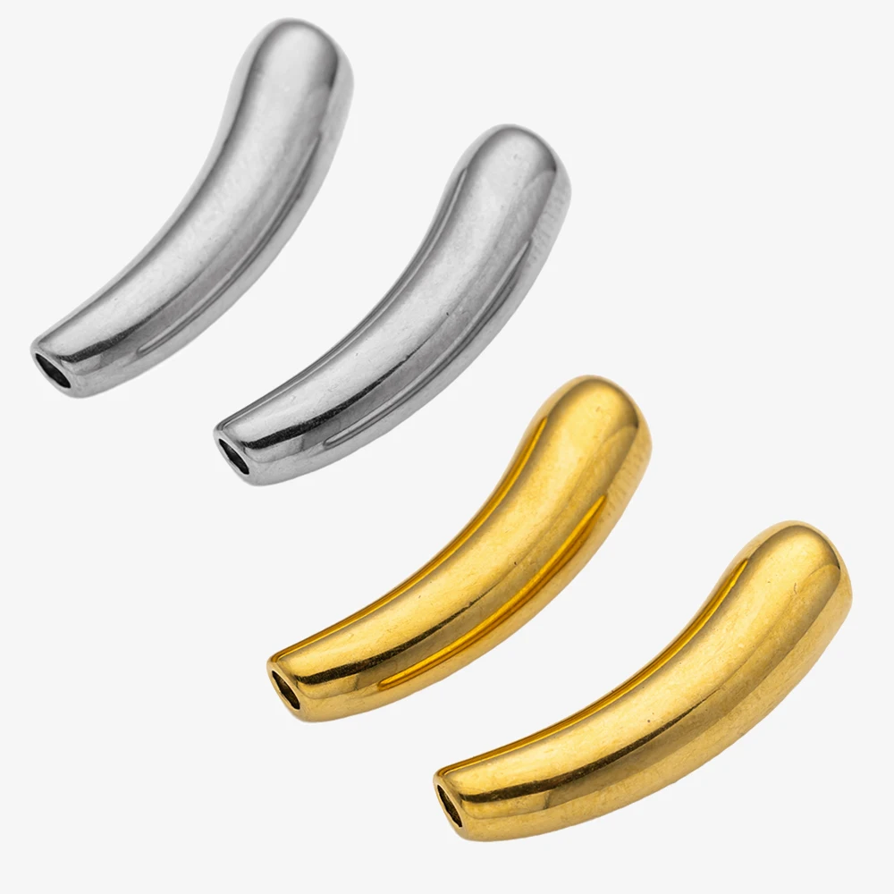 2 Stück 1,8 mm Loch Gold Edelstahl Aubergine Rohr lose Perlen Verbinder Erkenntnisse für DIY Armband Halskette Handwerk Schmuckherstellung – Detail 2