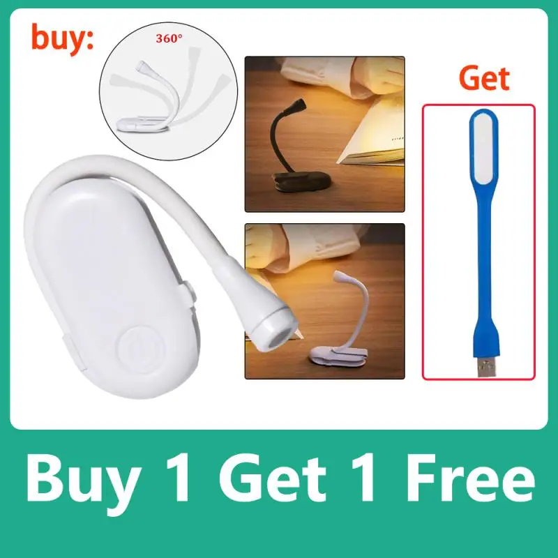 

Mini LED Eye Protection Book Night Light Adjustable Clip 360° Flip Study Lamp Rechargeable 3 Color For Travel Bedroom Reading