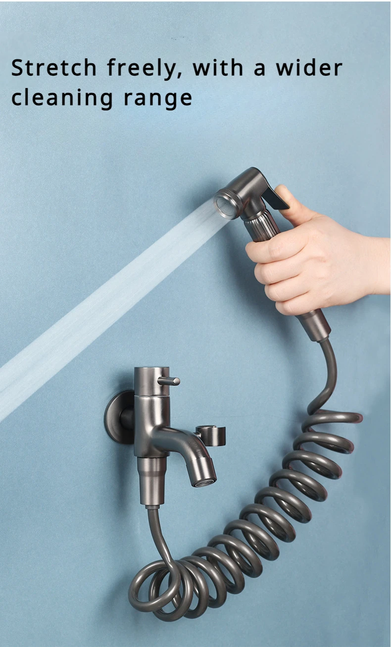 Description Picture 5 of itemMop pool faucet, Multi functional balcony wall mounted faucet, gray pressurized flushing spray gun