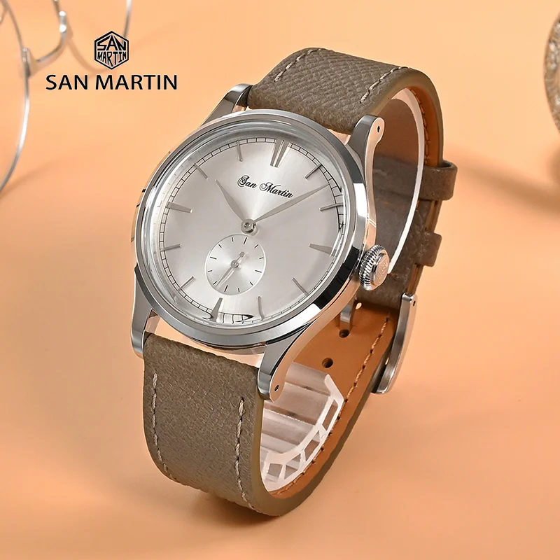 SAN MARTIN Men quartz wristwatch accessory with quartz movement Sunray Ronda 715/600 series Simple leather strap stainless steel 30pcs 15mm tri glide slider adjust metal buckles for backpack web strap diy bag belt leather craft bag parts accessory