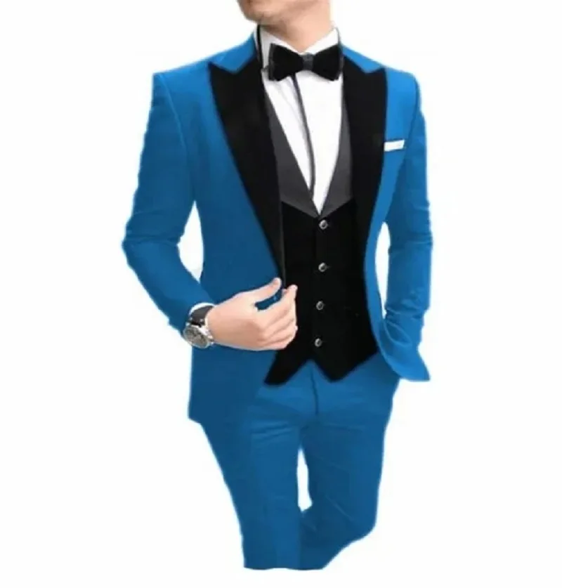 Colorful Slim Fit 3 Pieces Tuxedos Groom Wedding Men Suit Tuxedo Terno Masculino De Pour Hommes Blazer(Jacket+Pants+Vest)