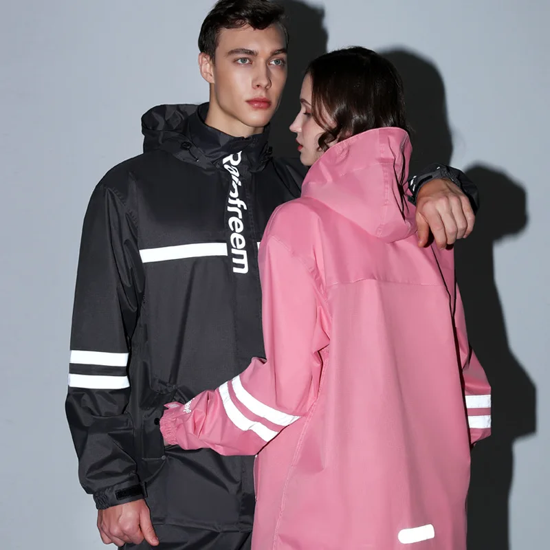 Korean Fashion Split Raincoat Jacket Rain Pants Suits Double Layer Breathable Outdoor Hiking Riding Rain Poncho Matching Sets