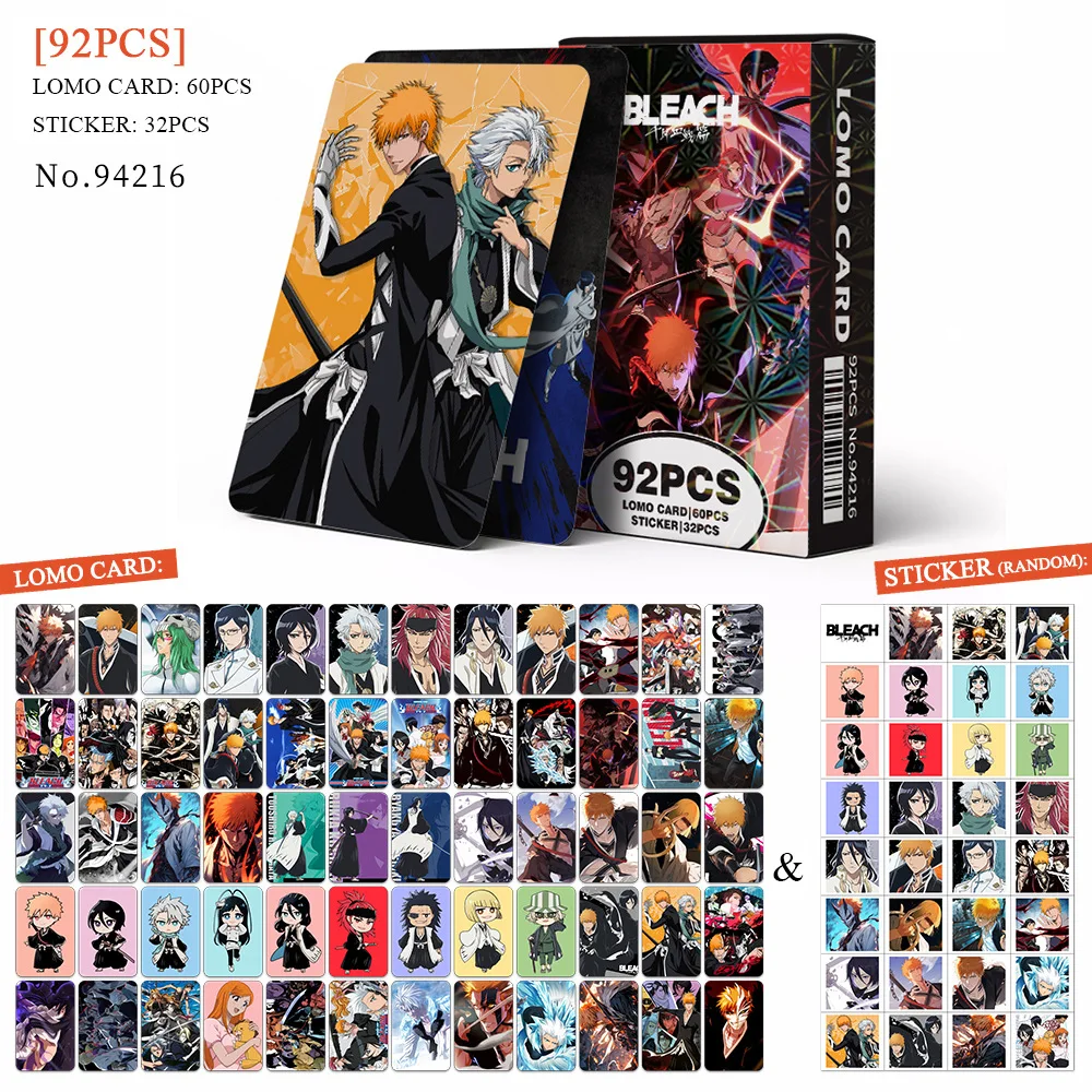 بطاقات أنيمي لومو اليابانية بليتش 60 + 32 قطعة ملص...