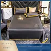 3pc Set New Embroidered Bed Sheet Ice Silk Mattress Cover Fitted Sheet Queen King Size Fabric Single Double Sheet Home Sheets 3pc Set New Embroidered Bed Sheet Ice Silk Mattress Cover Fitted Sheet Queen King Size Fabric Single Double Sheet Home Sheets