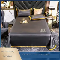 3pc Set New Embroidered Bed Sheet Ice Silk Mattress Cover Fitted Sheet Queen King Size Fabric Single Double Sheet Home Sheets 1
