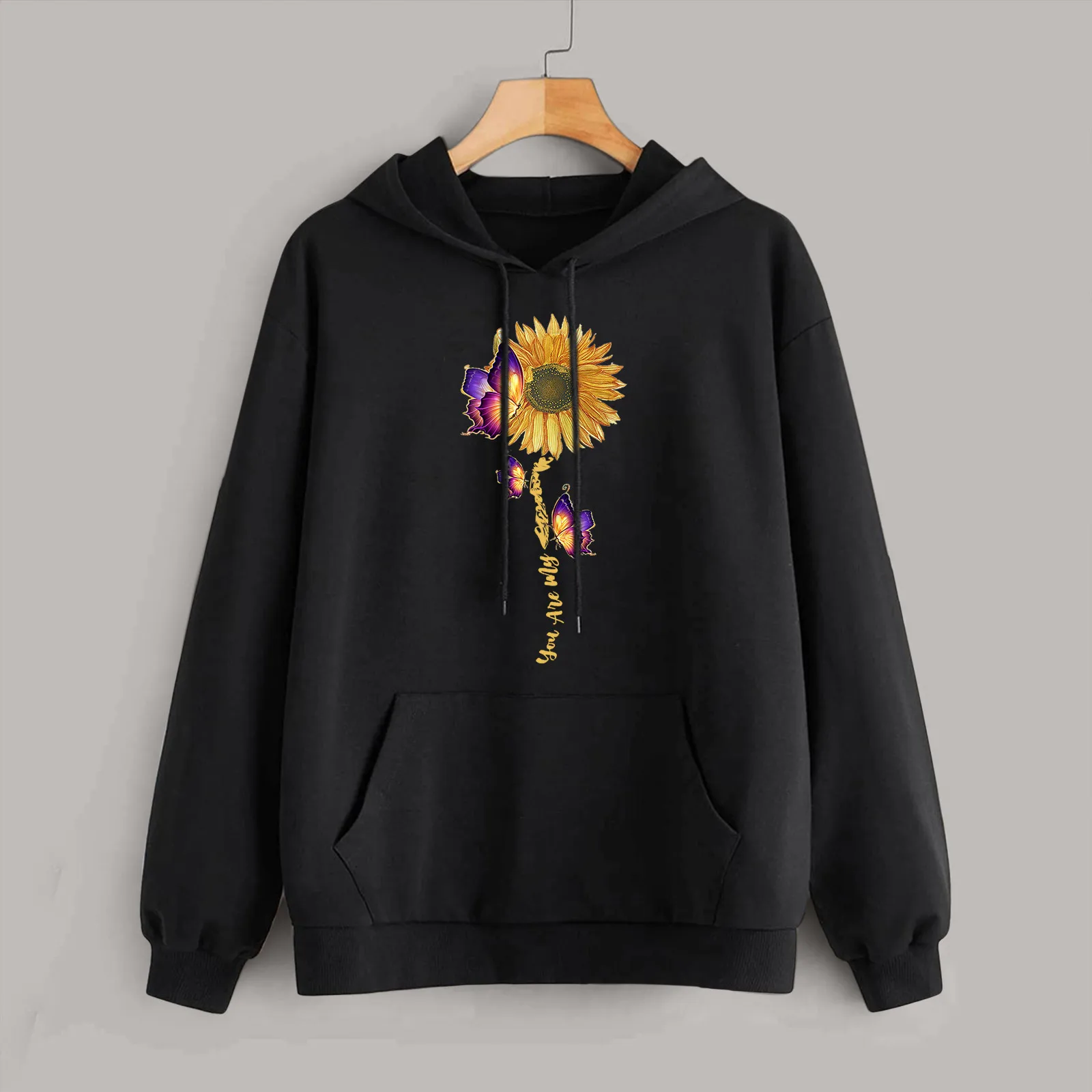 Butterfly Sunflower Printing Sweatshirts Women Korean Fashion