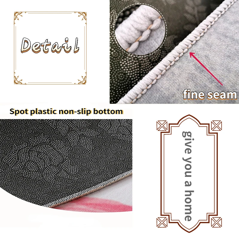Round Short Pile European Carpets for Living Room Decoration Rugs for Bedroom Decor Carpet Non-slip Area Rug Thicken Floor Mats 6