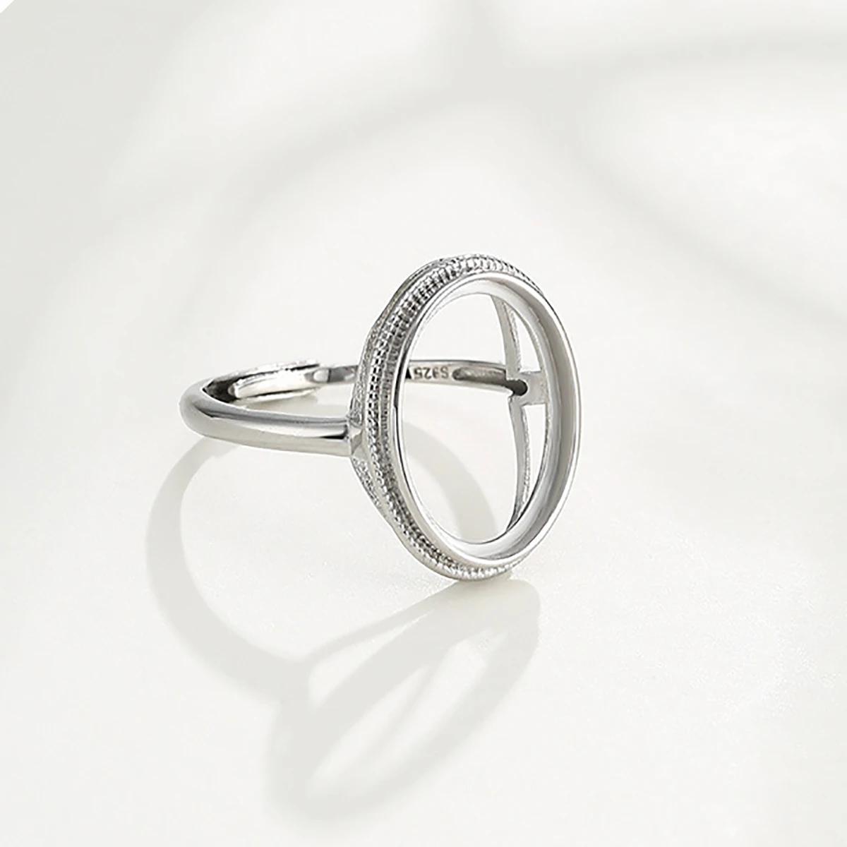 Sterling Silver S925 Adjustable Rings Setting Base Round Oval Cabochons Cameo Rings Blank for Women Handmade Jewelry Nice Gift