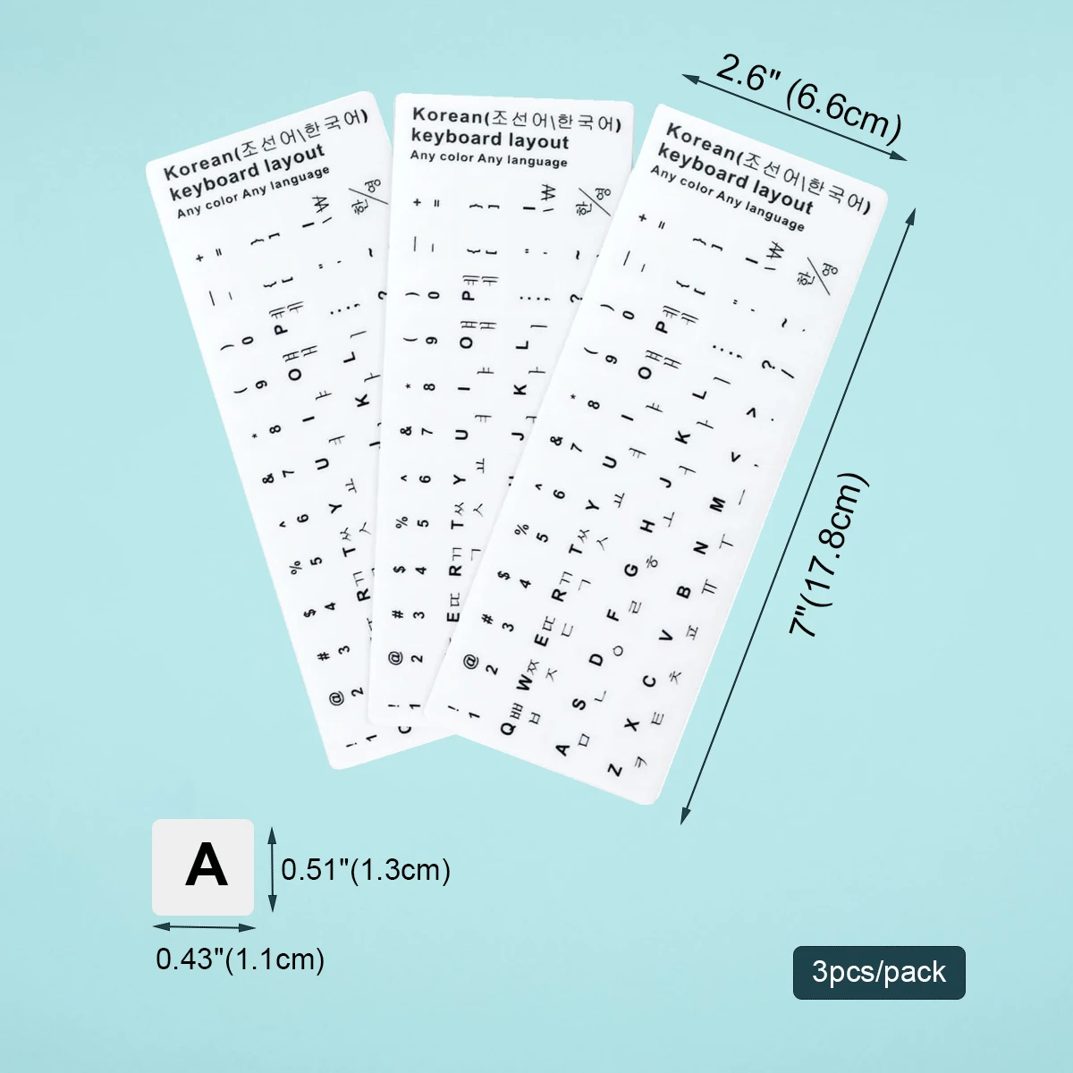 3pcs Keyboard Sticker for Russia Korean Arabic Spanish Keyboard Replacement Universal Stickers for Computer